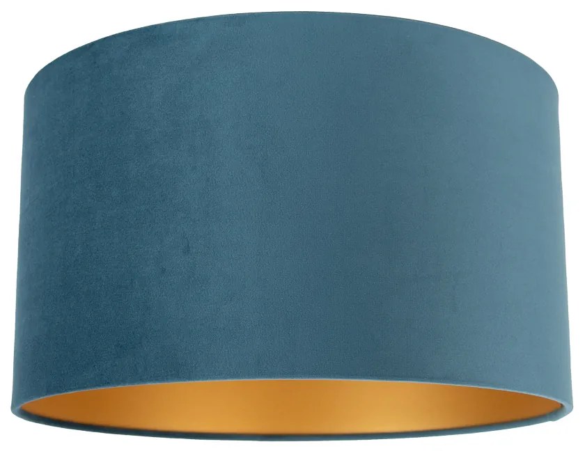 Abajur de Veludo Azul 35/35/20 com Interior Dourado