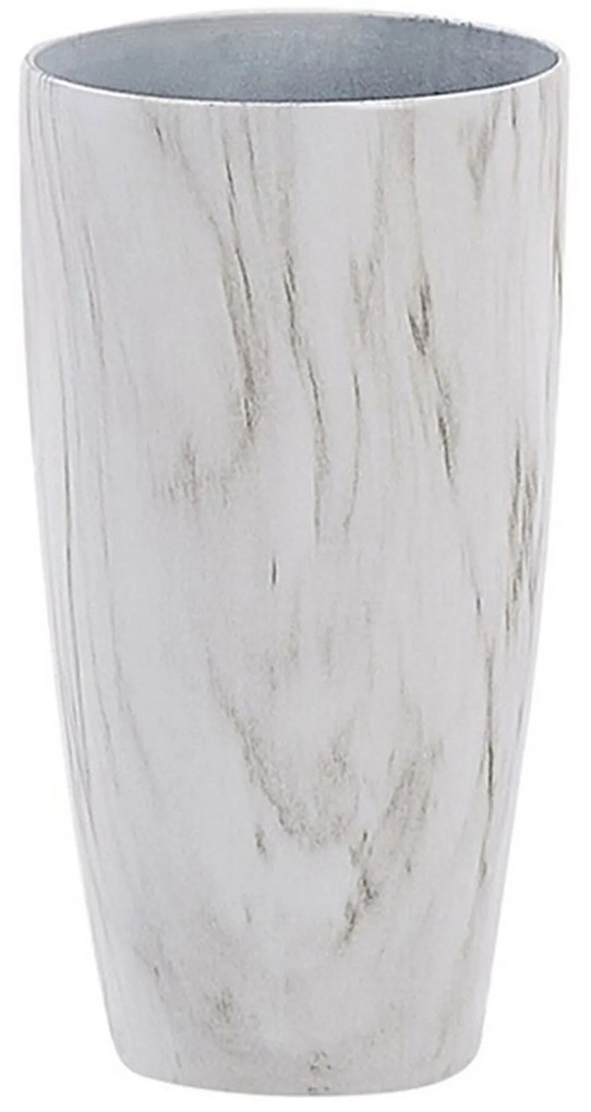 Conjunto de 2 vasos para plantas com efeito de mármore branca 23 x 23 x 42 cm LIMENARI Beliani