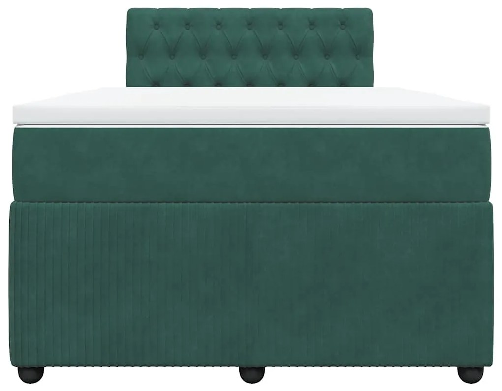 Cama boxspring com colchão 120x190 cm veludo verde-escuro