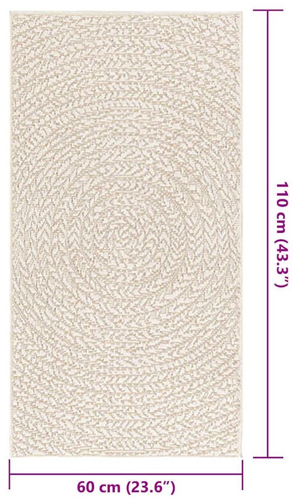 Tapete ZIZUR creme 60x110 cm aspeto de juta interior e exterior