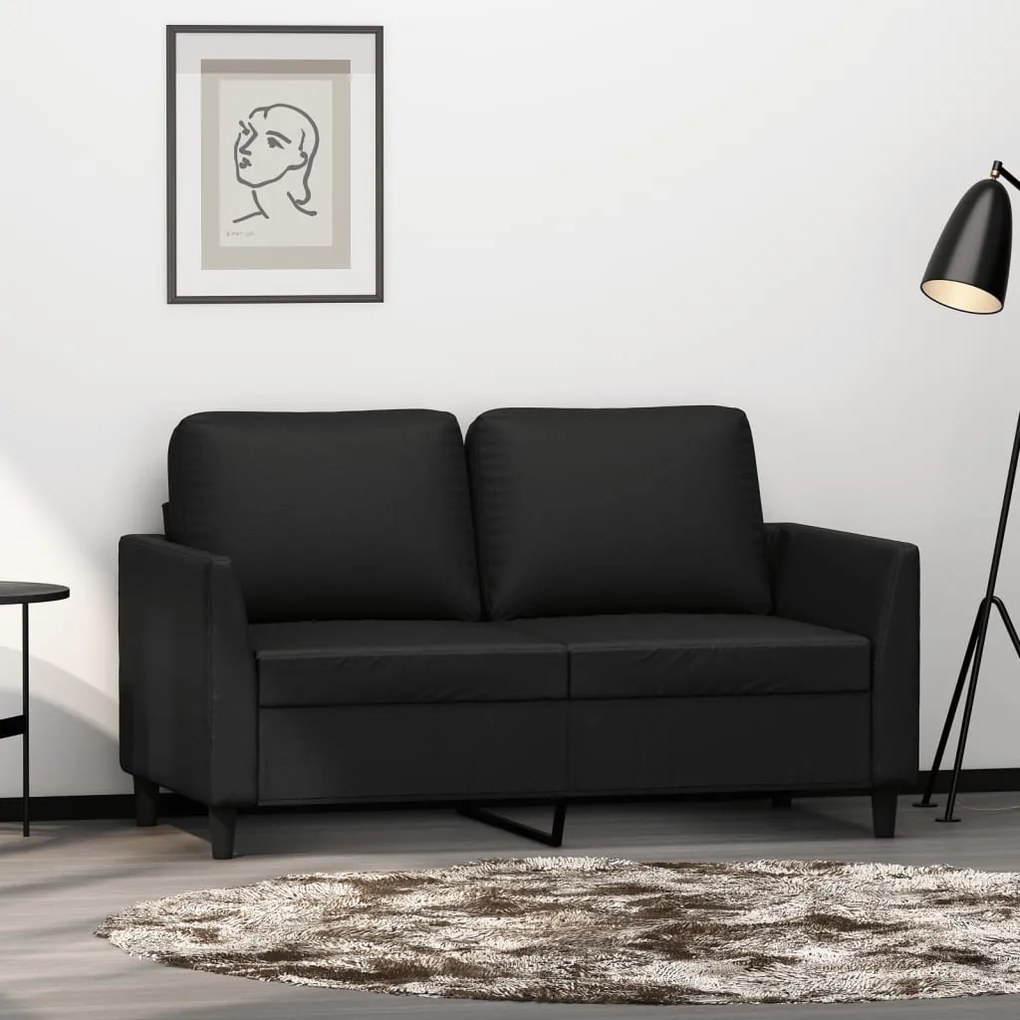 Sofá de 2 lugares 120 cm couro artificial preto
