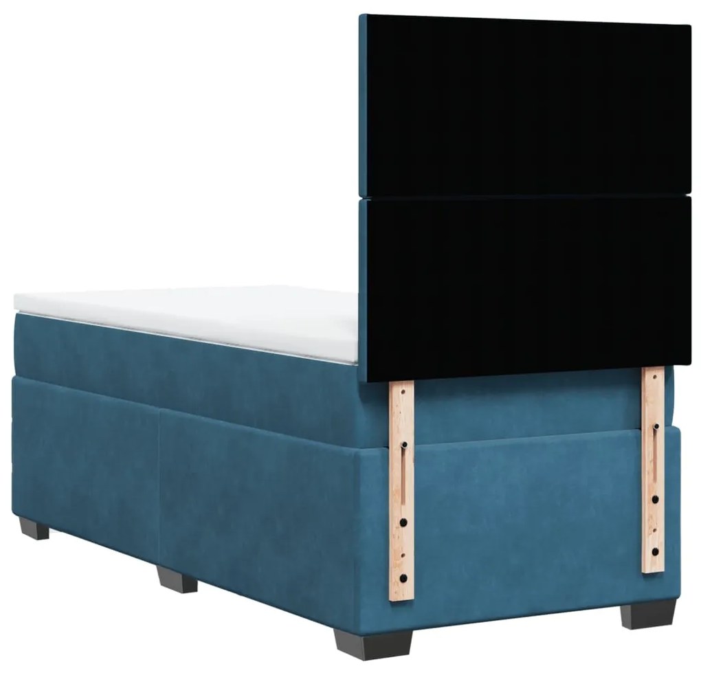 Cama boxspring com colchão 90x190 cm veludo azul