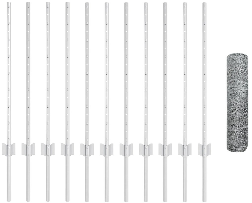 Postes de Cerca vidaXL 11 pcs U-Channel 80 cm Aço Galvanizado, Cerca H
