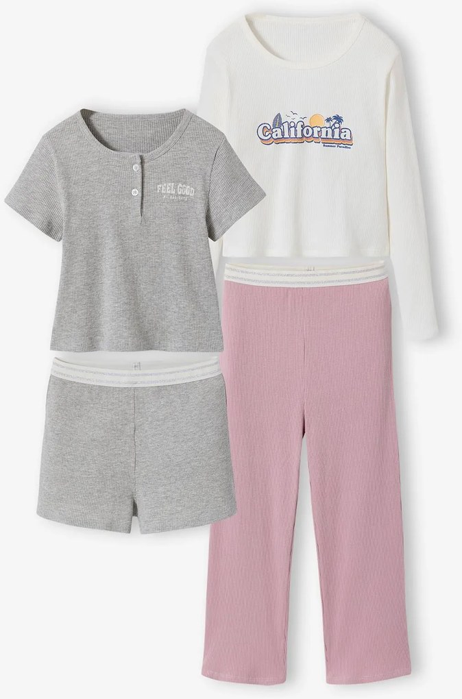 Lote de 2 pijamas curto e comprido cinza mesclado