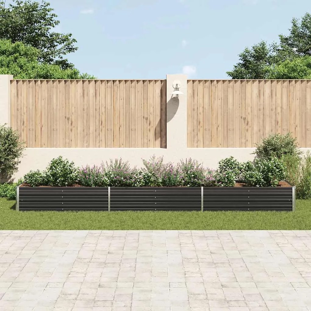 Canteiro elevado jardim aço galvanizado 480x80x45 cm antracite