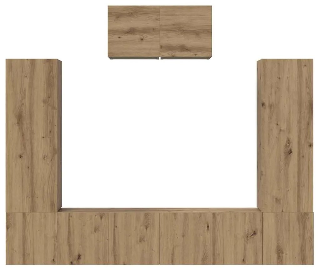 Conjunto de móvel de TV com prateleira 7 pcs carvalho artisiano