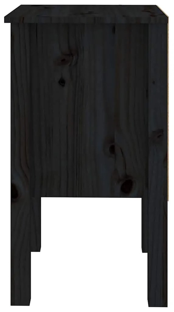Mesas de cabeceira 2 pcs 40x35x61,5 cm pinho maciço preto