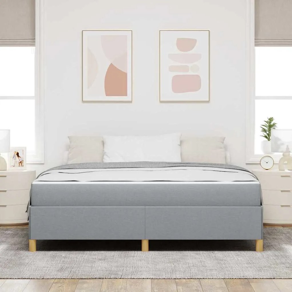 Cama Box Outros Cinza claro e Branco 180 x 200 cm tecido