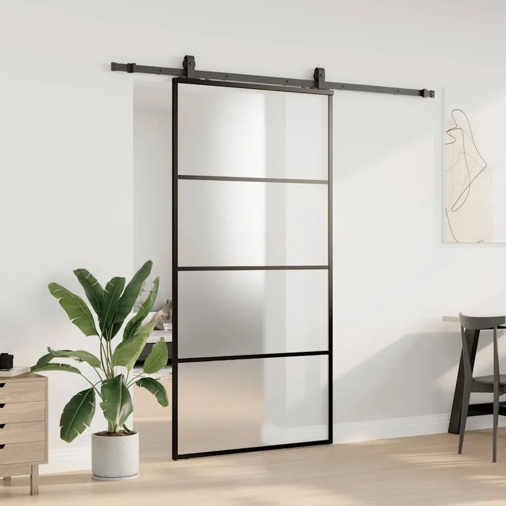 Porta desliz. c/ conj. ferragens 102,5x205cm vidro ESG preto