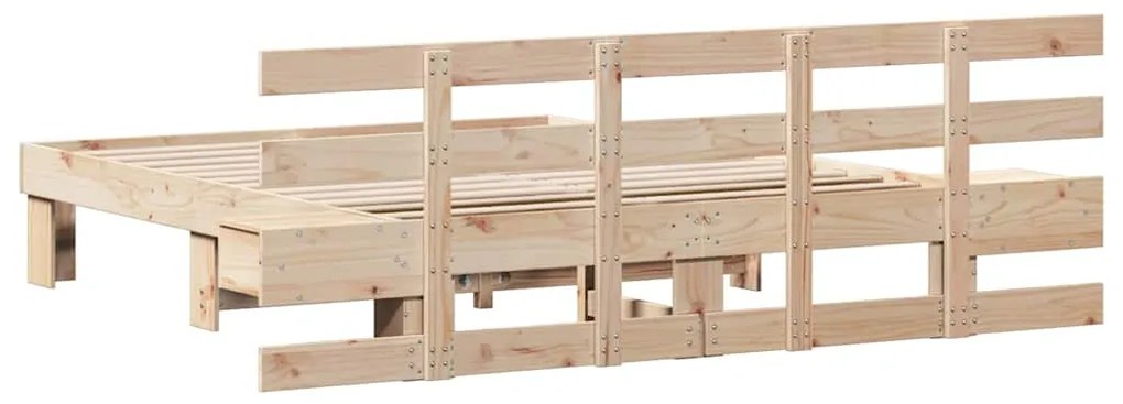 Estrutura da Cama Castanho 160 x 200 cm Madeira de pinho maciça