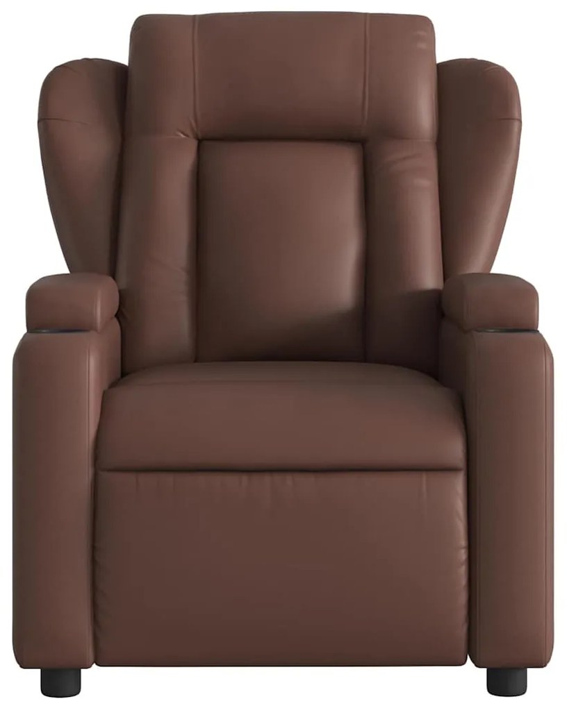 Poltrona de massagens reclinável couro artificial castanho
