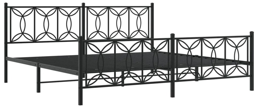Estrutura de cama com cabeceira e pés 193x203 cm metal preto