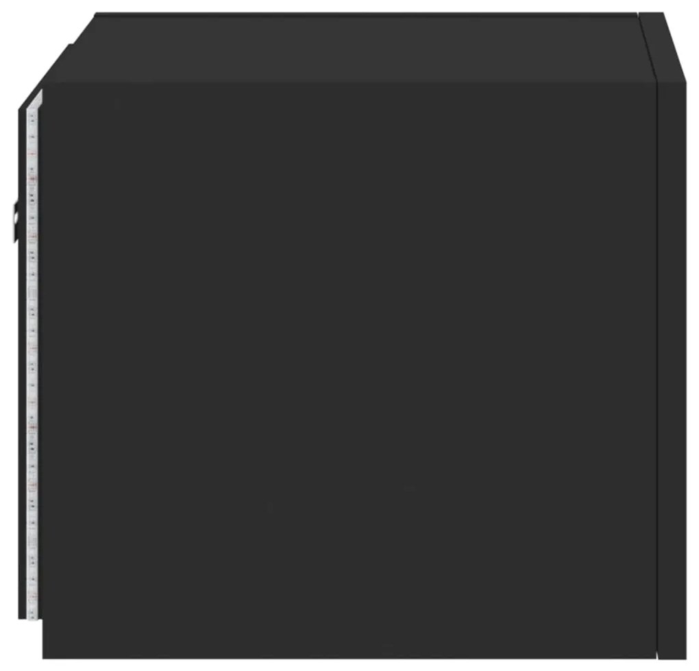 Móveis de parede p/ TV com luzes LED 2 pcs 30,5x35x30 cm preto