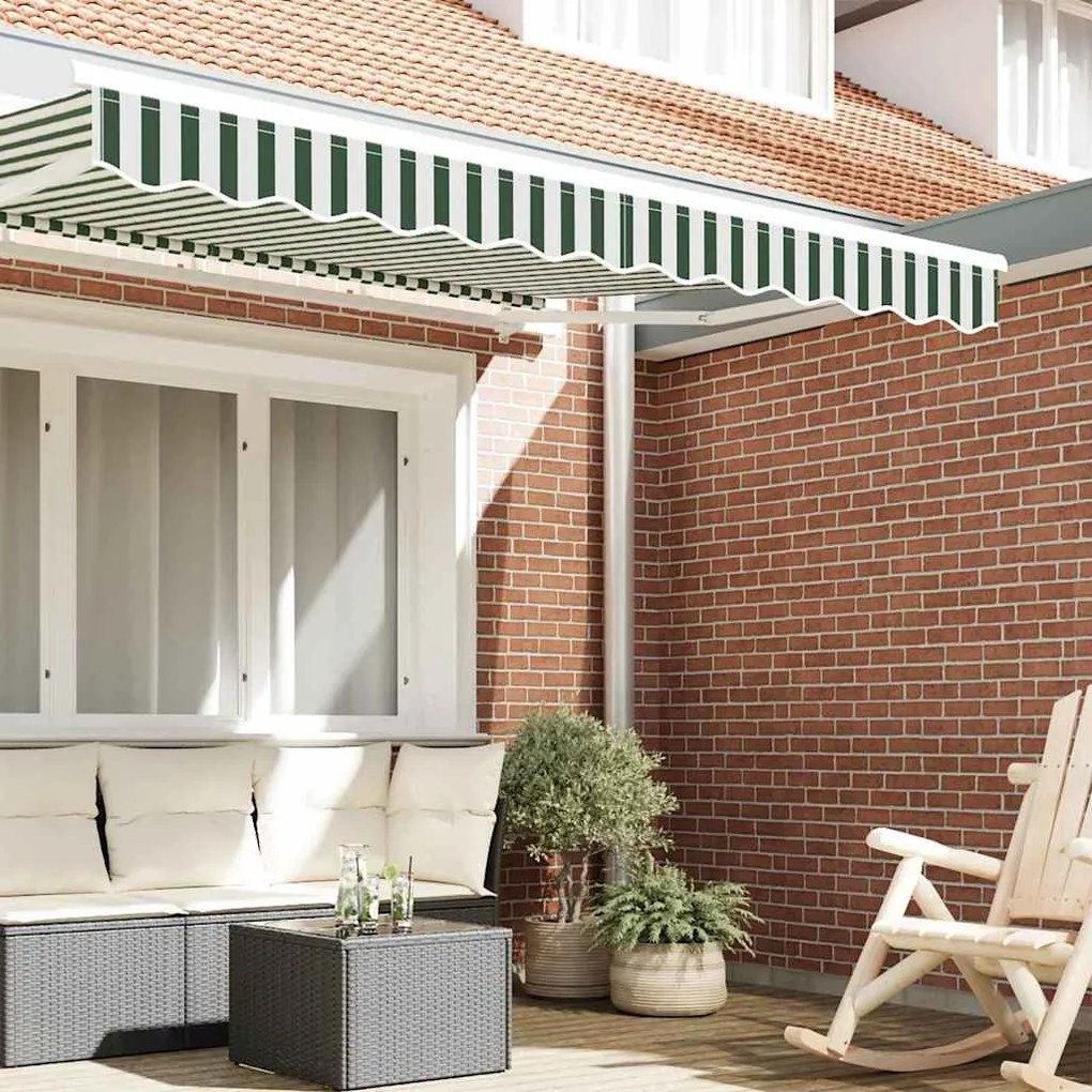 Valência de Toldos para Estrutura de 3,5 m Verde e Branco 3,3x0,2 m