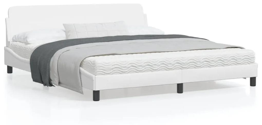 373239 vidaXL Estrutura cama c/ cabeceira 180x200 cm couro artificial branco