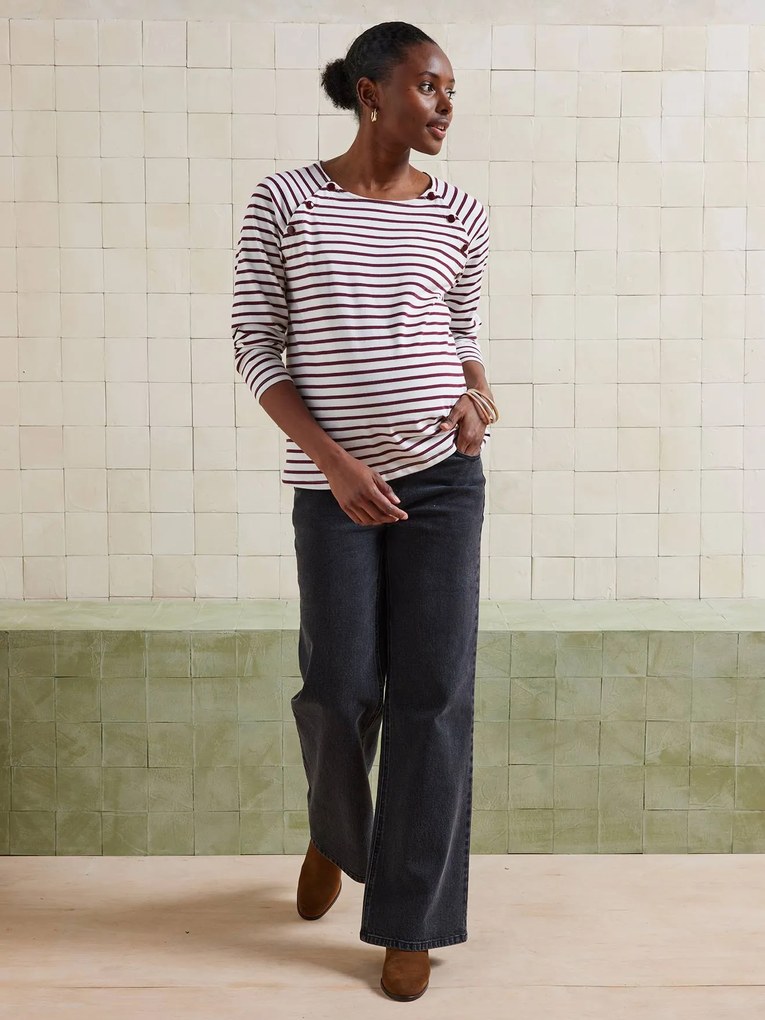 Camisola marinheiro de algodão biológico*, de grávida e amamentação  bordeaux