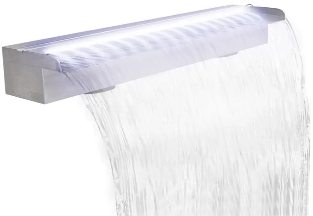 41674 vidaXL Fonte para piscina retangular com LEDs 90 cm aço inoxidável