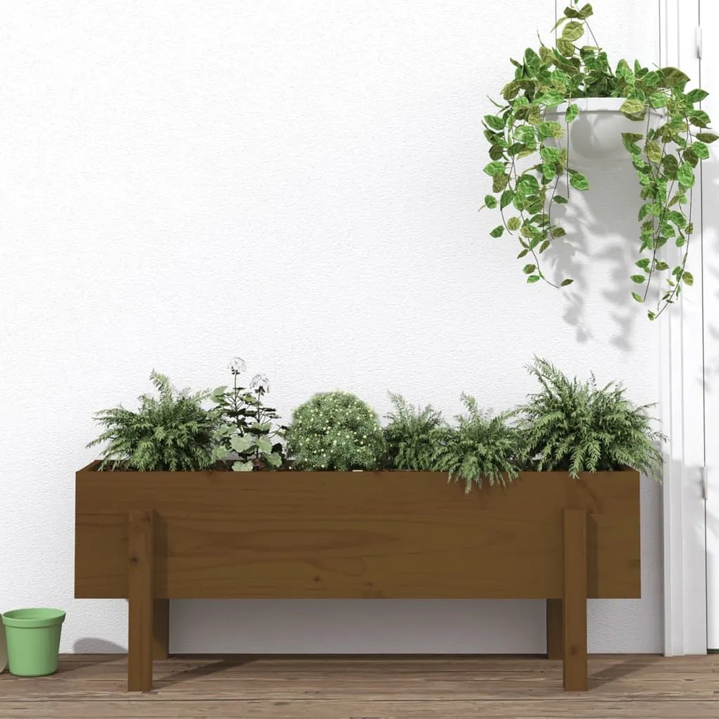 vidaXL Canteiro elevado jardim 101x30x38 cm pinho maciço castanho-mel