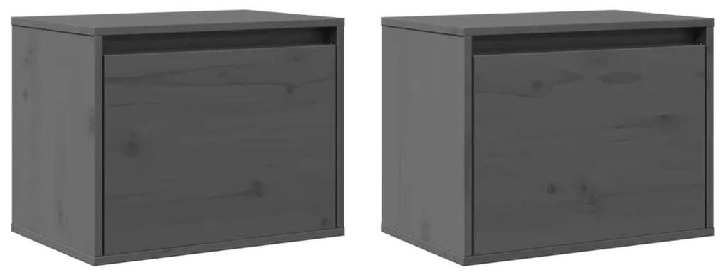 Armários de parede 2 pcs 45x30x35 cm pinho maciço cinza