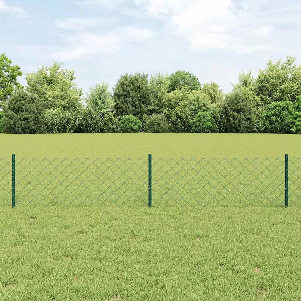 vidaXL Cerca de Cadeia com 10 Postes Verde 0,4x10 m Aço