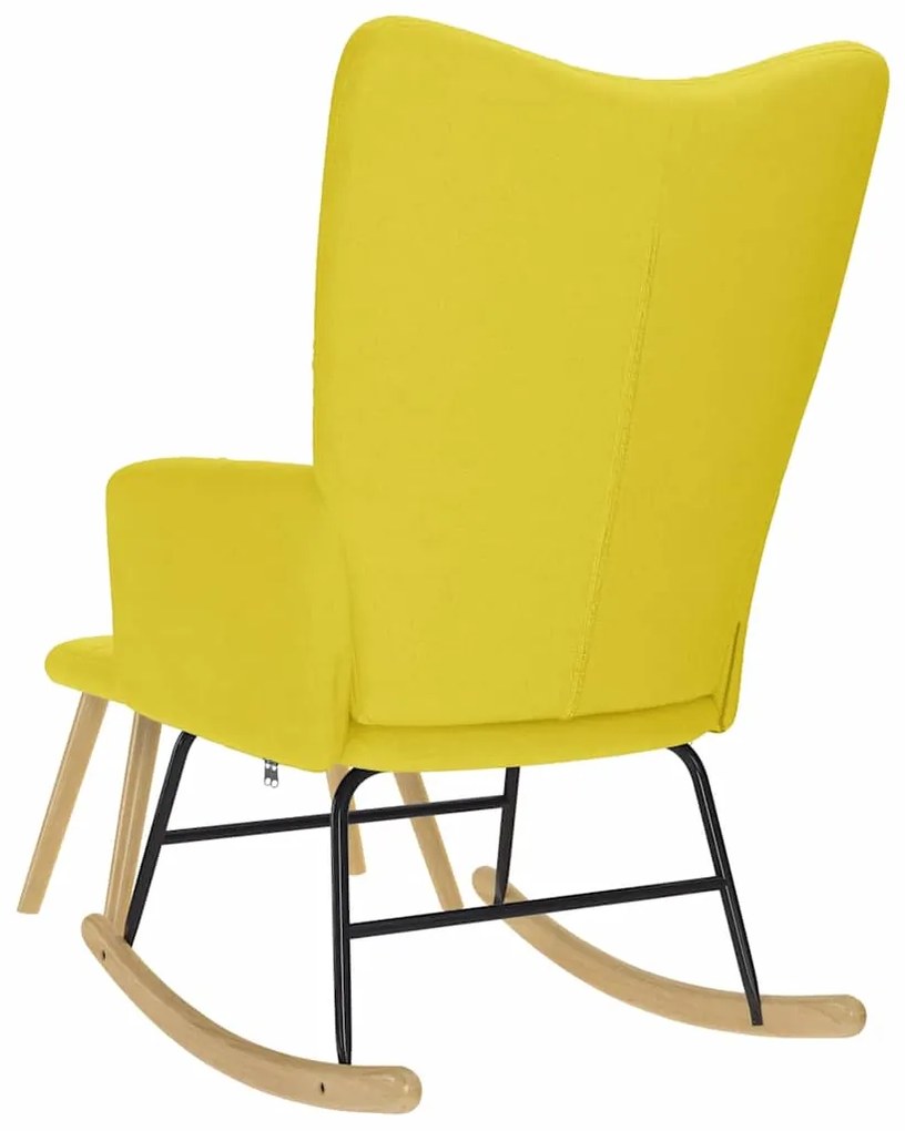 Cadeira de baloiço com banco p/ pés tecido amarelo-claro