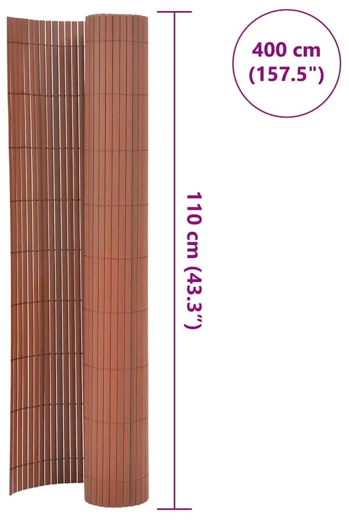 Cerca de jardim dupla face 110x400 cm castanho
