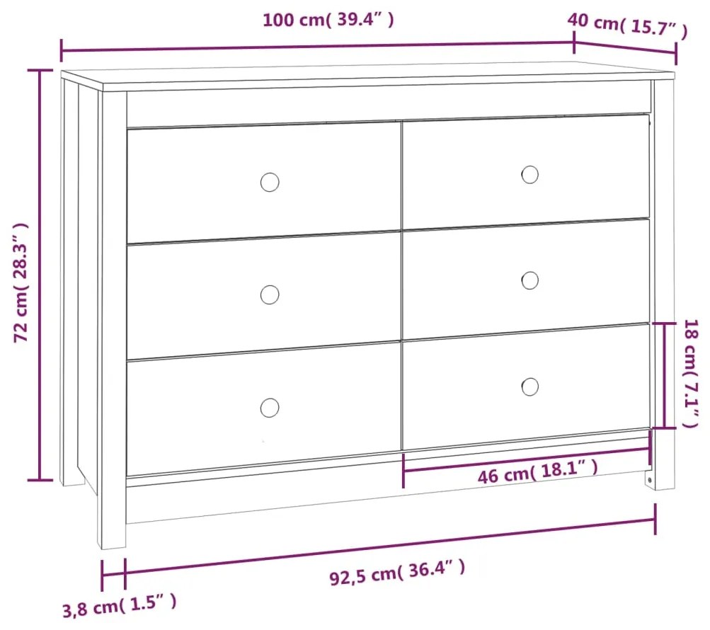 Armário de apoio 100x40x72 cm pinho maciço cinza