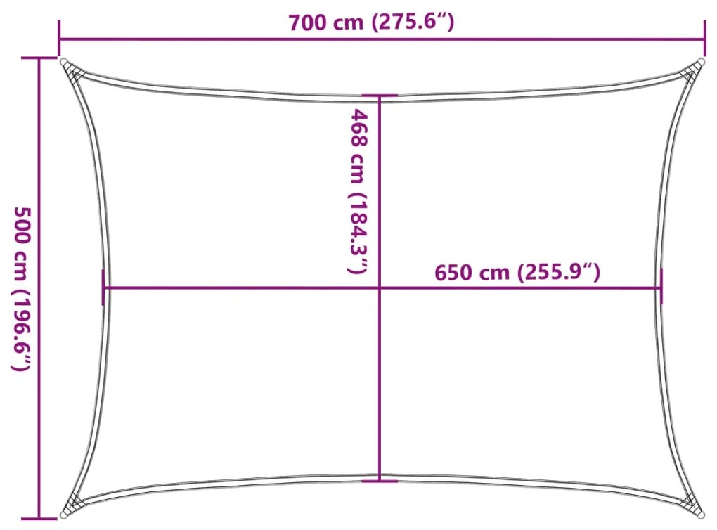 Para-sol estilo vela 7x5 m oxford 100% poliéster cinzento-claro