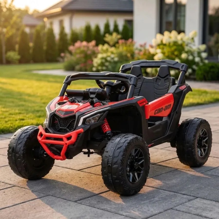 Carro elétrico para crianças 1 a 6 anos 24V MP4 CAN-AM Maverick Buggy Vermelho