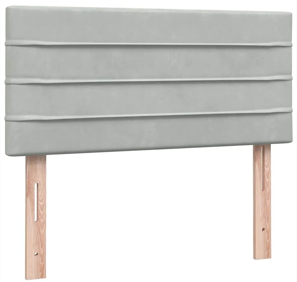 Cama com molas/colchão cinzento-claro 80x210 cm veludo