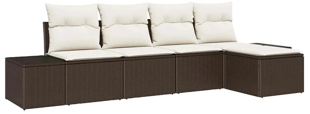 Conjunto de Sofá de Jardim com 5 Peças e Almofadas em Ratan Sintético