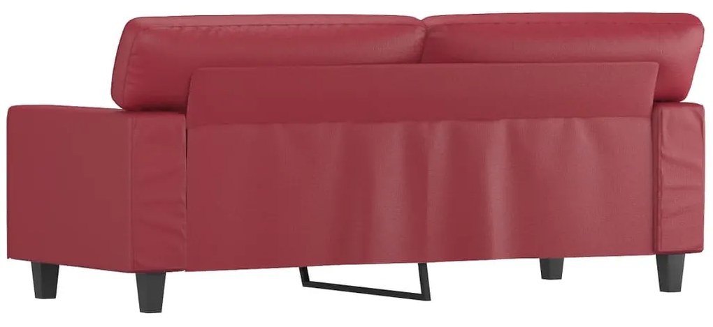 Sofá de 2 lugares 140 cm couro artificial vermelho tinto
