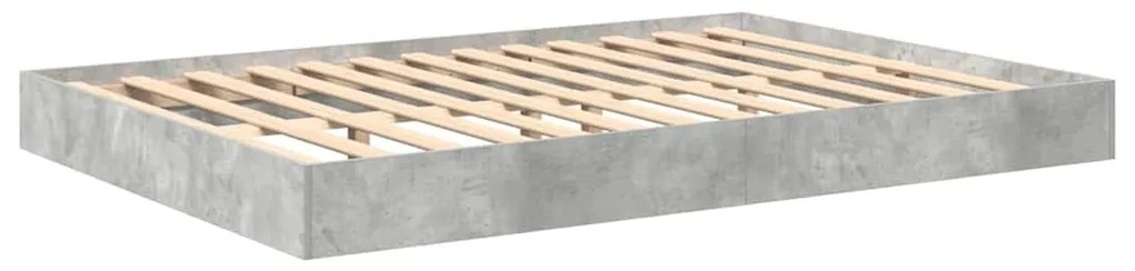 Cama estante com prateleira com cabeceira 2 pcs Cinzento cimento 140 x