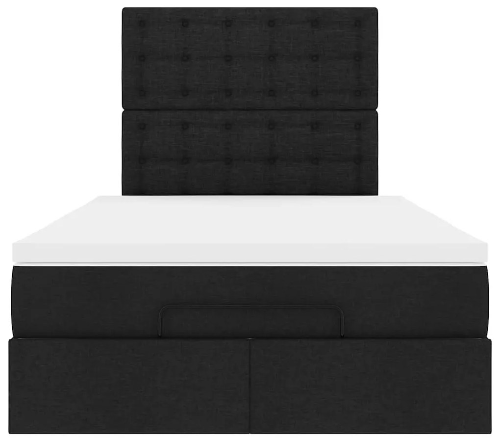 Estrutura de cama otomana com colchão preto 120x190 cm tecido