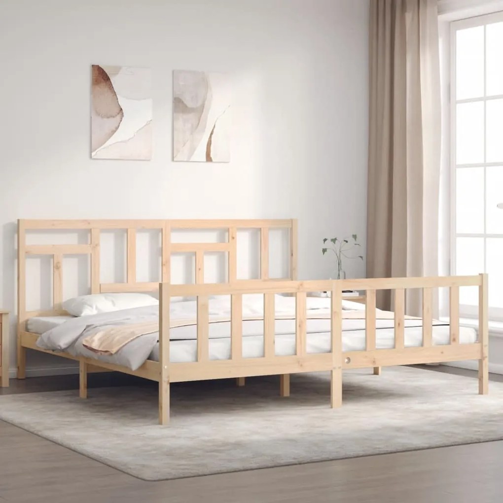 Cama sem colchão 200x200 cm madeira de pinho maciça