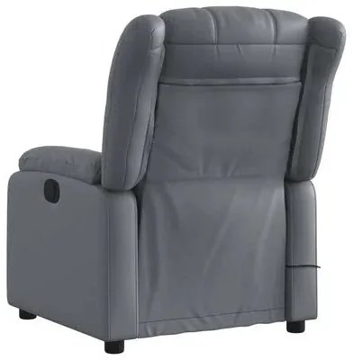 Poltrona de Massagens, Reclinável e Elétrica - Couro Artificial - Cinz