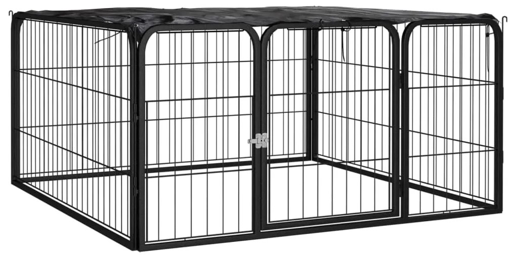 171795 vidaXL Canil com 4 painéis 100x50 cm aço revestido a pó preto