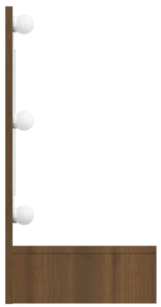 Armário espelhado com LED 90x31,5x62 cm carvalho castanho
