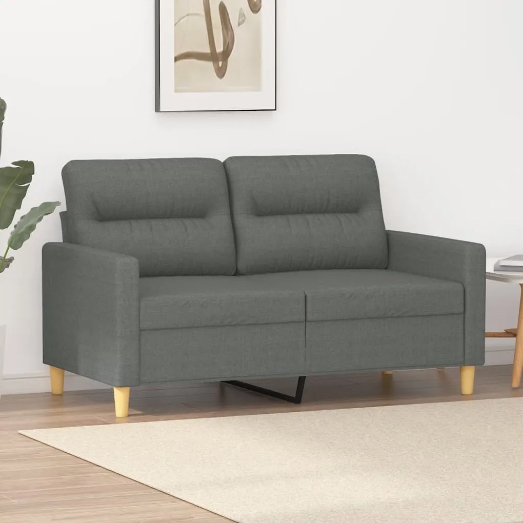 vidaXL Sofá de 2 lugares em tecido 120 cm cinzento-escuro