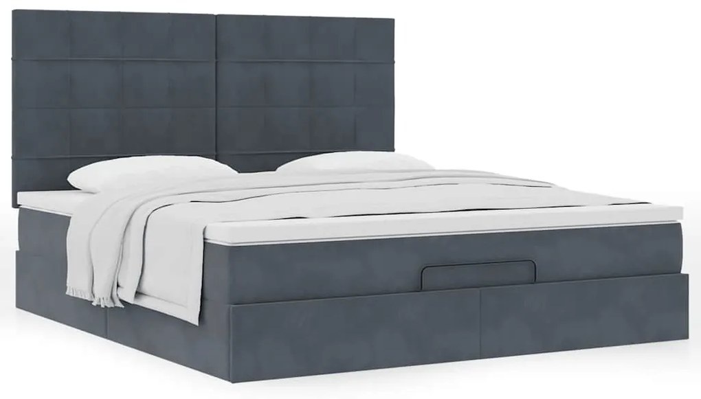 Estrutura cama otomana colchões 180x200 cm cinzento escuro