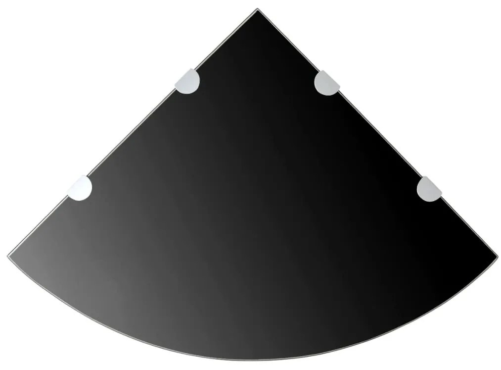 vidaXL Prateleira canto, suportes cromados, vidro preto 45x45cm