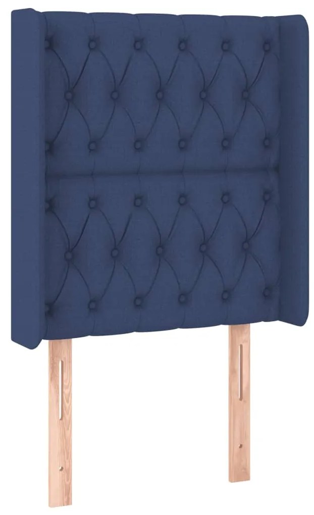 Cama box spring c/ colchão e LED 80x200 cm tecido azul