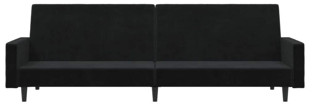 Sofá-cama de 2 lugares veludo preto