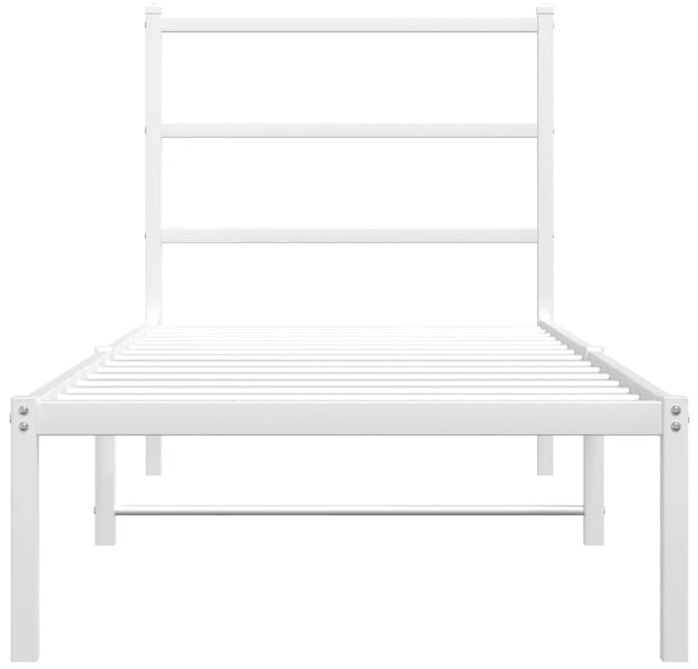 Estrutura de cama com cabeceira 75x190 cm metal branco