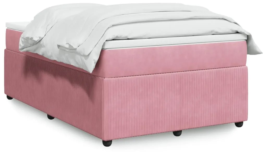 Cama boxspring com colchão 120x200 cm veludo rosa