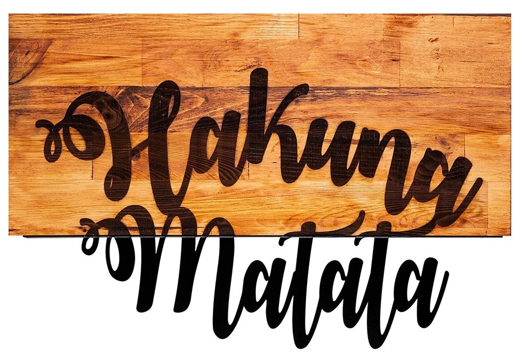 Acessório Decorativo de Parede Hakuna Matata – Nogueira e Preto – 58 x