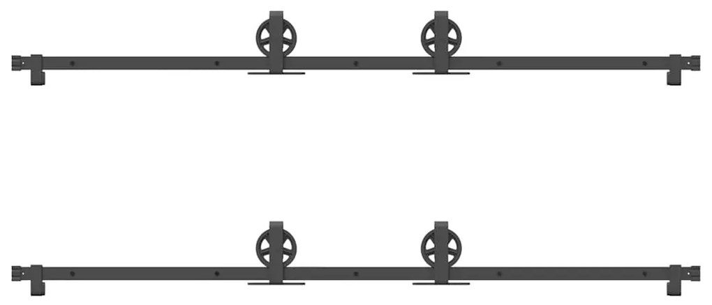 Kit de ferragens para porta deslizante 200 cm aço preto