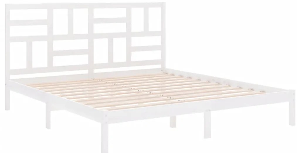 Estrutura de cama 200x200 cm madeira maciça branco