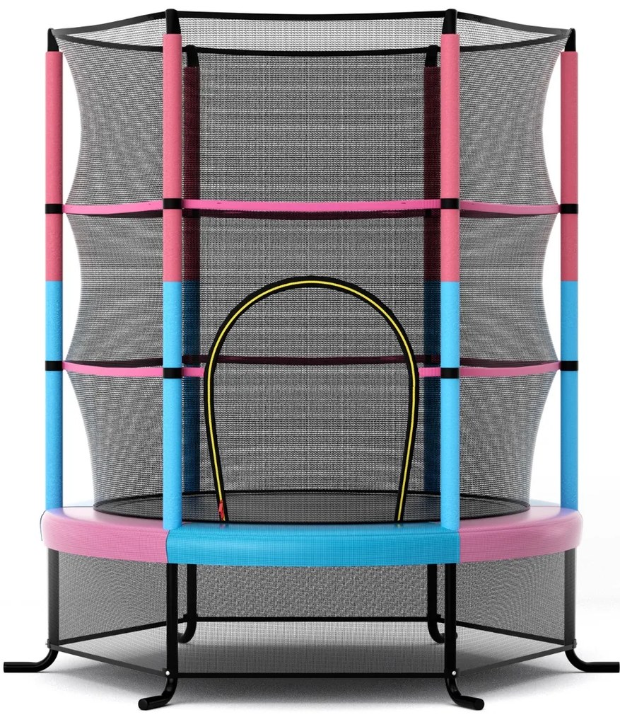 Trampolim para crianças 165 cm com rede de segurança e almofada para molas recreativas Estrutura em aço cor Multicolor