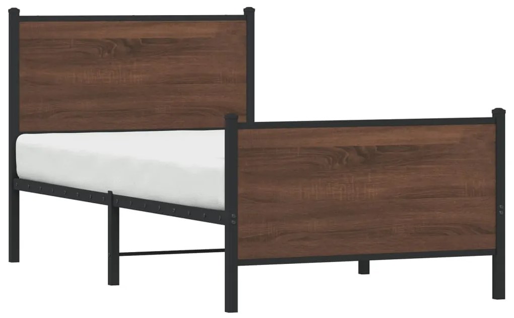 Estrutura de cama sem colchão 90x200 cm metal carvalho castanho